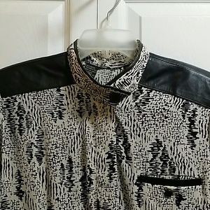 Beautiful Leather Trim Blouse